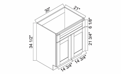 White Oak Shaker 3021: 2 Door Vanity: RTA Kitchen Cabinets