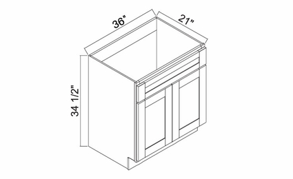 White Oak Shaker 3621: 2 Door Vanity: RTA Kitchen Cabinets