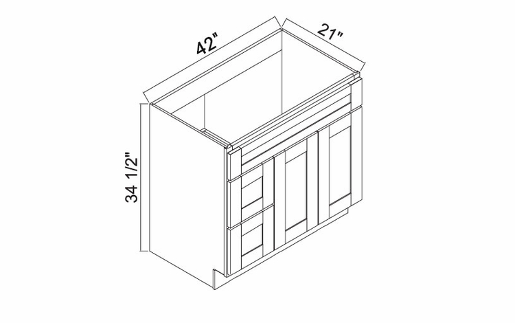 White Oak Shaker 4221DL: Left Drawer Vanity: RTA Kitchen Cabinets