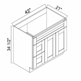 White Oak Shaker 4221DL: Left Drawer Vanity: RTA Kitchen Cabinets