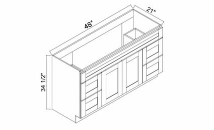 White Oak Shaker 4821D: Vanity Combo: RTA Kitchen Cabinets