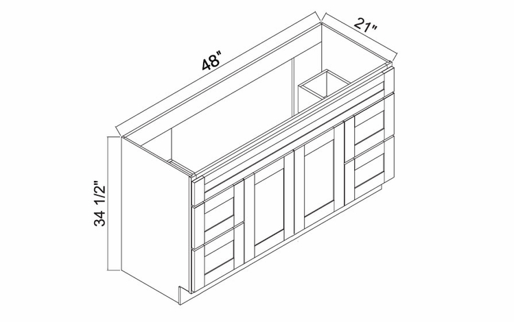 White Oak Shaker 4821D: Vanity Combo: RTA Kitchen Cabinets