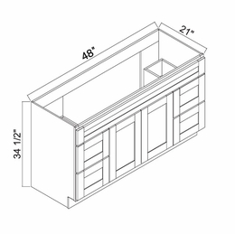 White Oak Shaker 4821D: Vanity Combo: RTA Kitchen Cabinets