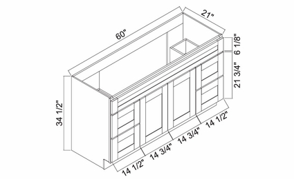 White Oak Shaker 6021D: Vanity Combo: RTA Kitchen Cabinets