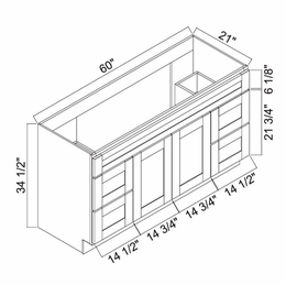 White Oak Shaker 6021D: Vanity Combo: RTA Kitchen Cabinets