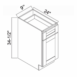 White Oak Shaker B09: Single Door Base Cabinet: RTA Kitchen Cabinets