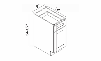 White Oak Shaker B09: Single Door Base Cabinet: RTA Kitchen Cabinets
