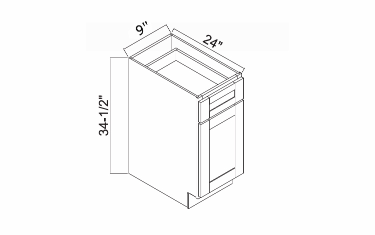 White Oak Shaker B09: Single Door Base Cabinet: RTA Kitchen Cabinets