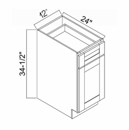 White Oak Shaker B12: Single Door Base Cabinet: RTA Kitchen Cabinets