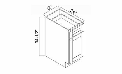 White Oak Shaker B12: Single Door Base Cabinet: RTA Kitchen Cabinets