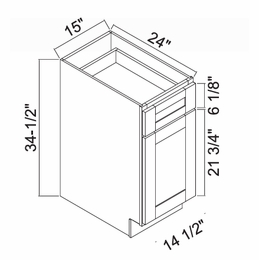 White Oak Shaker B15: Single Door Base Cabinet: RTA Kitchen Cabinets