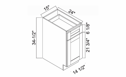 White Oak Shaker B15: Single Door Base Cabinet: RTA Kitchen Cabinets