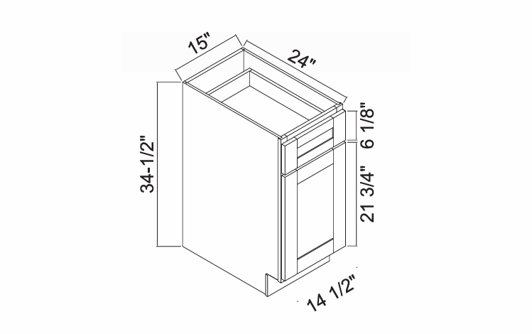 White Oak Shaker B15: Single Door Base Cabinet: RTA Kitchen Cabinets