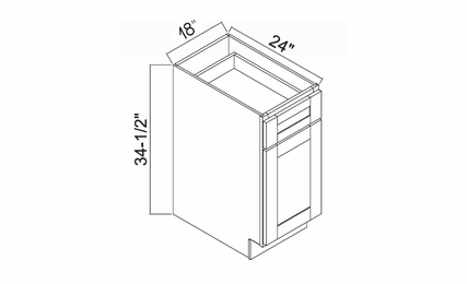 White Oak Shaker B18: Single Door Base Cabinet: RTA Kitchen Cabinets