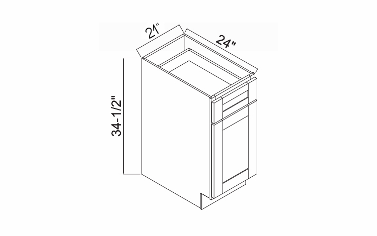 White Oak Shaker B21: Single Door Base Cabinet: RTA Kitchen Cabinets
