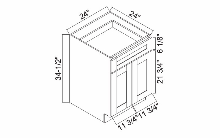 White Oak Shaker B24: Double Door Base Cabinet: RTA Kitchen Cabinets