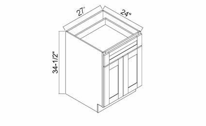 White Oak Shaker B27: Double Door Base Cabinet: RTA Kitchen Cabinets