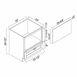 White Oak Shaker B30MW: Microwave Base Cabinet: RTA Kitchen Cabinets