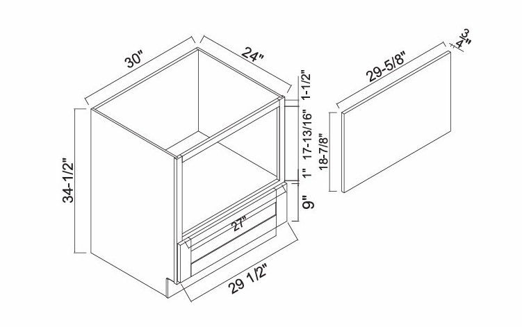 White Oak Shaker B30MW: Microwave Base Cabinet: RTA Kitchen Cabinets