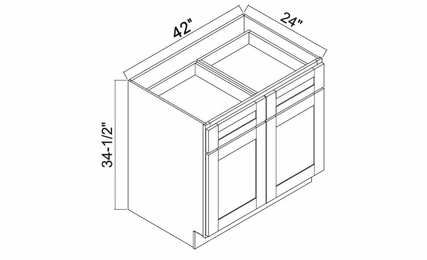 White Oak Shaker B42: Double Door Base Cabinet: RTA Kitchen Cabinets