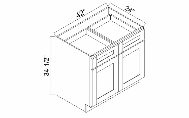 White Oak Shaker B42: Double Door Base Cabinet: RTA Kitchen Cabinets