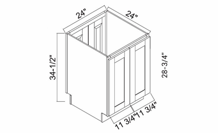White Oak Shaker BTSD24: 4 Door Base Cabinet: RTA Kitchen Cabinets
