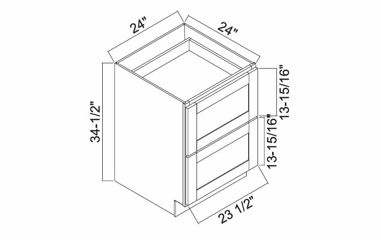 White Oak Shaker DBT24: 2 Drawer Base Cabinet: RTA Kitchen Cabinets