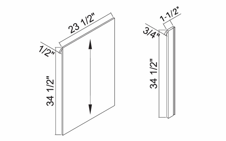 White Oak Shaker DWR1-1/2: Dishwasher Wood Return: RTA Kitchen Cabinets