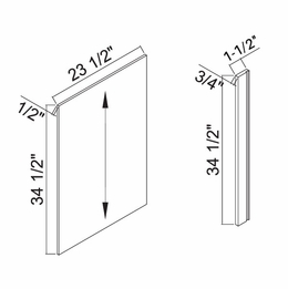White Oak Shaker DWR1-1/2: Dishwasher Wood Return: RTA Kitchen Cabinets