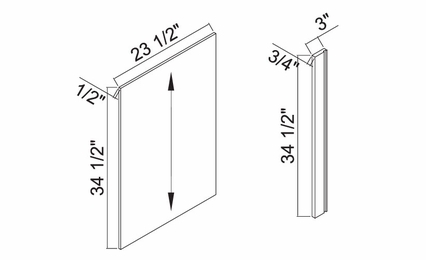 White Oak Shaker DWR3: Dishwasher Wood Return: RTA Kitchen Cabinets