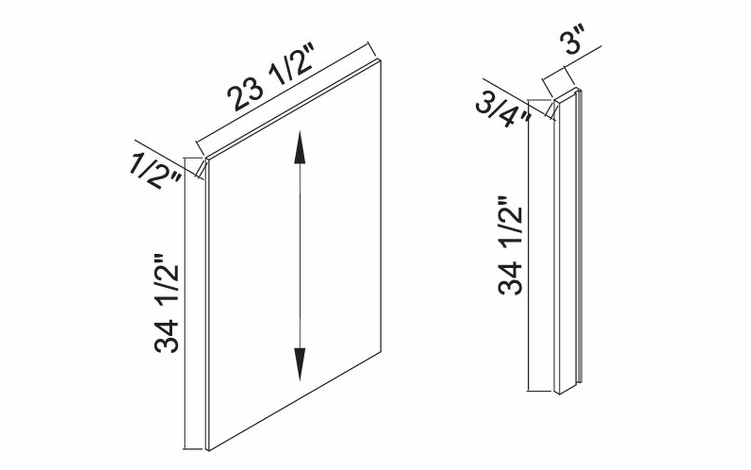 White Oak Shaker DWR3: Dishwasher Wood Return: RTA Kitchen Cabinets