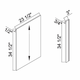 White Oak Shaker DWR3: Dishwasher Wood Return: RTA Kitchen Cabinets