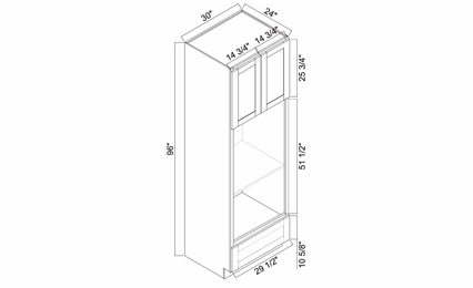 White Oak Shaker OC3096U: Oven Cabinet: RTA Kitchen Cabinets