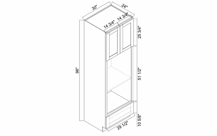 White Oak Shaker OC3096U: Oven Cabinet: RTA Kitchen Cabinets