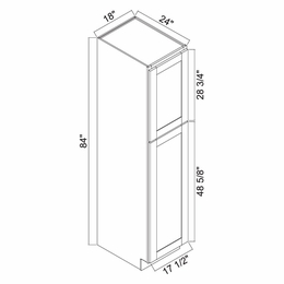 White Oak Shaker PC1884: 2 Door Pantry Cabinet: RTA Kitchen Cabinets