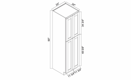 White Oak Shaker PC2490: 4 Door Pantry Cabinet: RTA Kitchen Cabinets