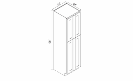White Oak Shaker PC2496: 4 Door Pantry Cabinet: RTA Kitchen Cabinets