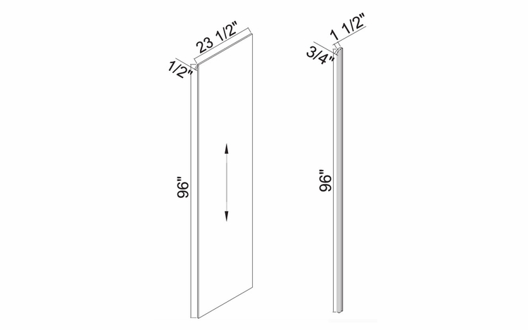 White Oak Shaker RRP96-1-1/2: Refrigerator Wood Return: RTA Kitchen Cabinets