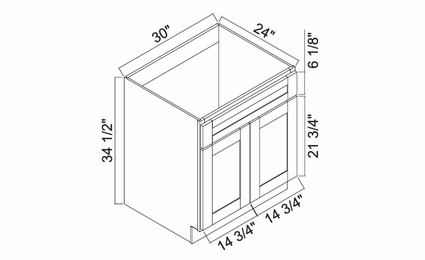 White Oak Shaker SB30: Sink Base Cabinet: RTA Kitchen Cabinets