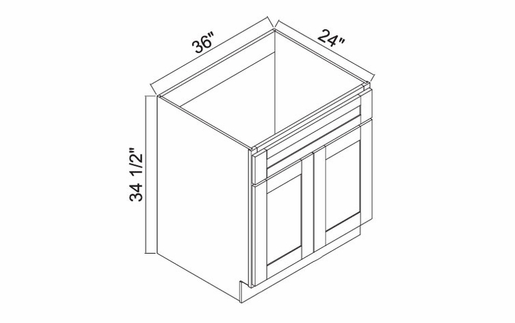 White Oak Shaker SB36: Sink Base Cabinet: RTA Kitchen Cabinets