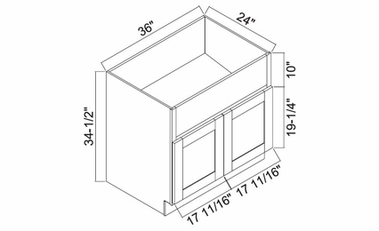 White Oak Shaker SBA36: Farmhouse Sink Base Cabinet: RTA Kitchen Cabinets