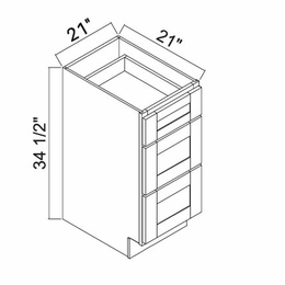 White Oak Shaker V21: 3 Drawer Vanity: RTA Kitchen Cabinets