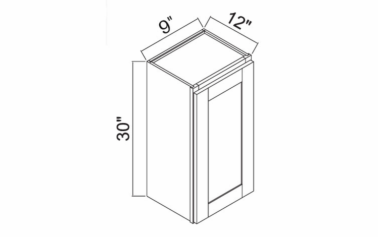 White Oak Shaker W0930: Single Door Wall Cabinet: RTA Kitchen Cabinets