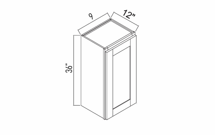 White Oak Shaker W0936: Single Door Wall Cabinet: RTA Kitchen Cabinets