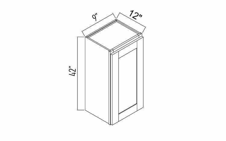 White Oak Shaker W0942: Single Door Wall Cabinet: RTA Kitchen Cabinets