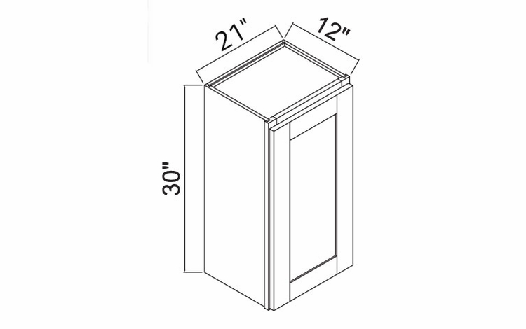 White Oak Shaker W2130: Single Door Wall Cabinet: RTA Kitchen Cabinets