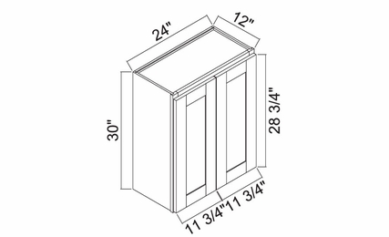 White Oak Shaker W2430: Double Door Wall Cabinet: RTA Kitchen Cabinets