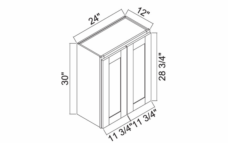 White Oak Shaker W2430: Double Door Wall Cabinet: RTA Kitchen Cabinets