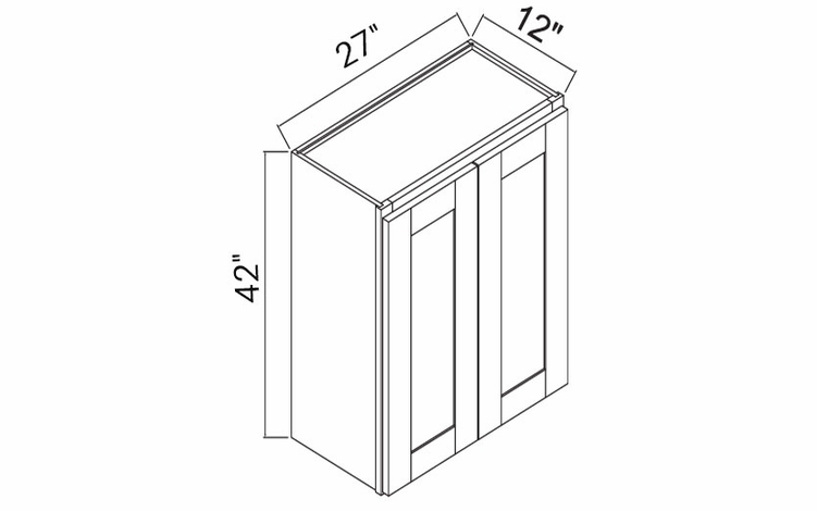 White Oak Shaker W2742: Double Door Wall Cabinet: RTA Kitchen Cabinets