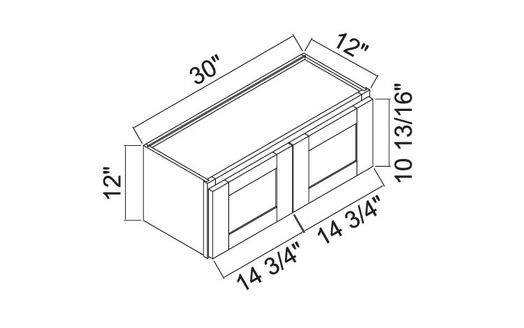 White Oak Shaker W3012: Double Door Wall Cabinet: RTA Kitchen Cabinets